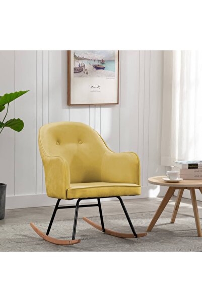 Concept Κουνιστή πολυθρόνα, μουσταρδί, Βελούδο