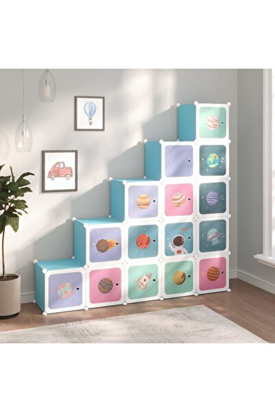 Concept Ντουλάπι αποθήκευσης κύβων για παιδιά, 15 κύβοι, μπλε, PP