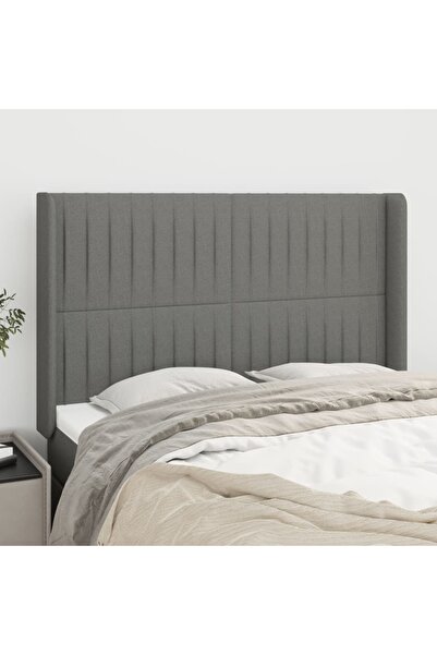 Concept Tăblie de pat cu aripioare gri închis 147x16x118/128 cm textil