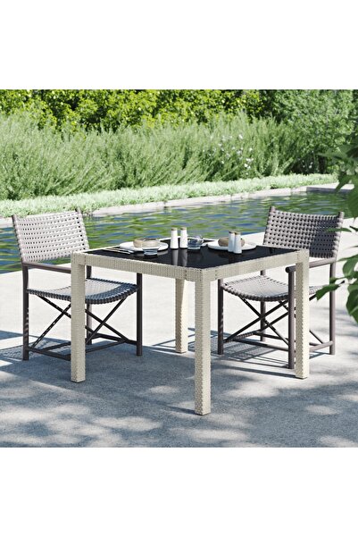 Concept Τραπέζι κήπου, μπεζ, 90x90x75 cm, μπαστούνι ασφαλείας και πολυρατάν