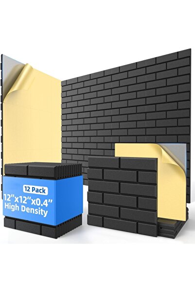 Arabest 12Pack Sound Proof Foam Panels for Wall,30*30*1cm High Density Self-A...