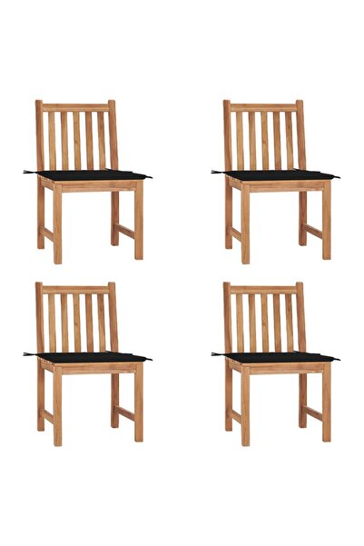 Concept Καρέκλες κήπου με μαξιλάρια, 4 τεμ., από μασίφ ξύλο τικ