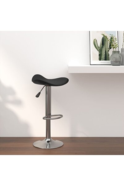 Concept Σκαμπό μπαρ, μαύρο, χρωμιωμένο ατσάλι και οικολογικό Δερμάτινο