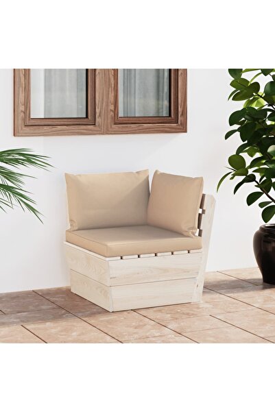 Concept Καναπές κήπου από παλέτες, γωνιακός, με μαξιλάρια, ξύλο ελάτης