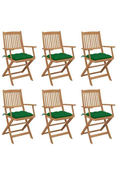 Concept Πτυσσόμενες καρέκλες κήπου, με μαξιλάρια, 6 τεμ., από μασίφ ξύλο ακακίας