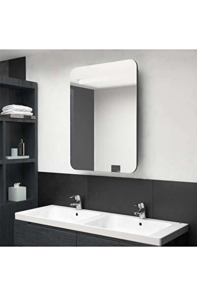Concept Dulap de baie cu oglindă și LED, antracit, 60x11x80 cm