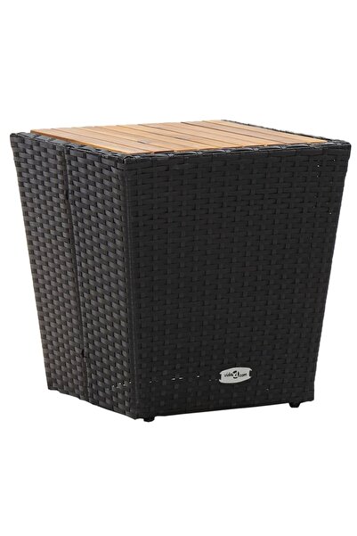 Concept Τραπέζι μαύρου τσαγιού 41,5x41,5x43 εκ. από πολυρατάν, μασίφ ξύλο ακα...