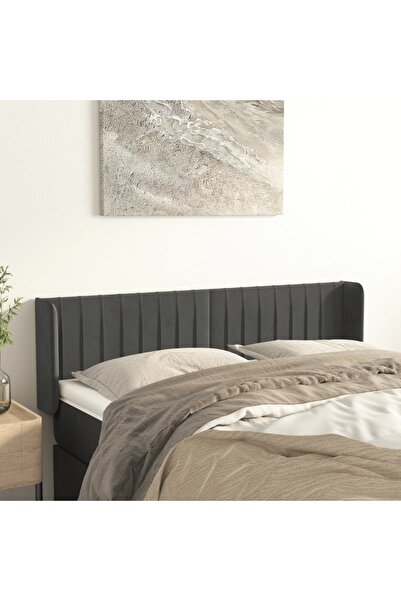 Concept Tăblie de pat cu aripioare gri închis 147x16x78/88 cm catifea