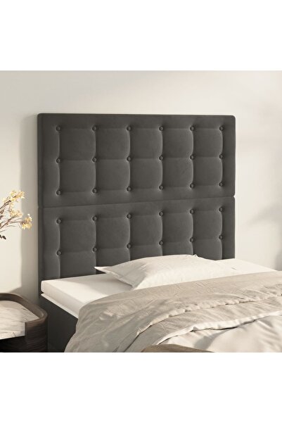 Concept Tăblii de pat, 2 buc, gri închis, 100x5x78/88 cm, catifea