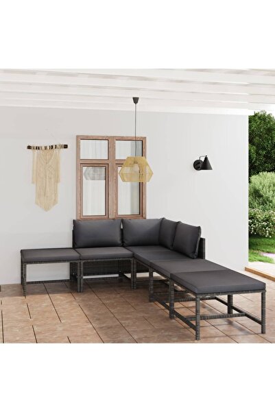 Concept 6-piece garden furniture set with cushions, grey, polyrattan