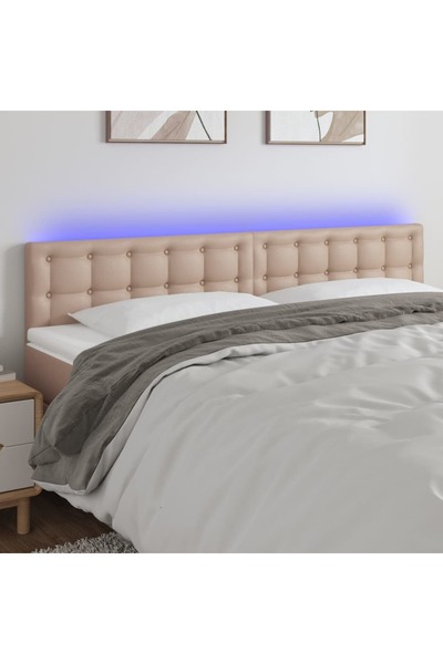 Concept Tăblie de pat cu LED cappuccino 200x5x78/88 cm piele ecologică