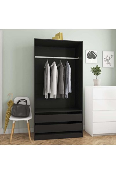 Concept Ντουλάπα, μαύρη, 100 x 50 x 200 cm, μοριοσανίδα