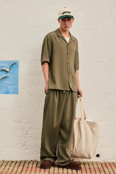 Bershka Kısa kollu rustik gömlek