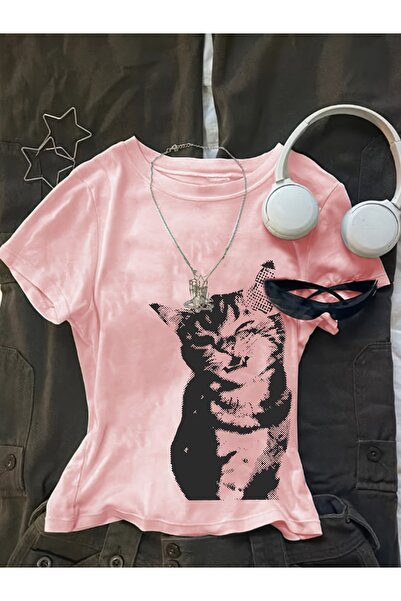 Toum Belt Boy Retro Cat's Cropped Bluz