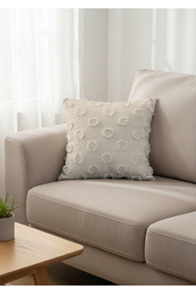 Sivalde Bohemian Pompom Chenille Decorative Cushion Cover Light Mink, Reversi...