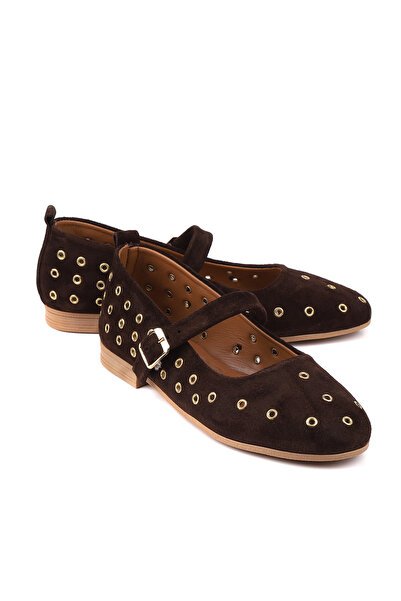 stato Odetta Genuine Leather Metal Detailed Women's Ballet Flats