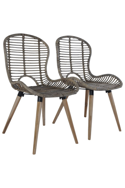 Concept Καρέκλες κουζίνας, 2 τεμ., καφέ, rattan