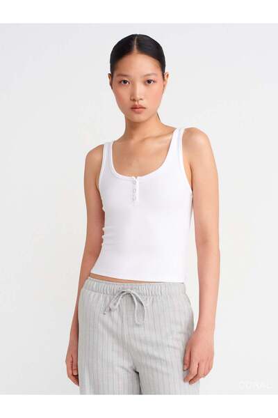 Coral Buttoned Strap Badi 21158 White