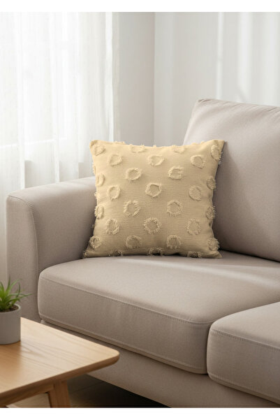 Sivalde Bohemian Pompom Chenille Decorative Cushion Cover Cappuccino, Reversi...