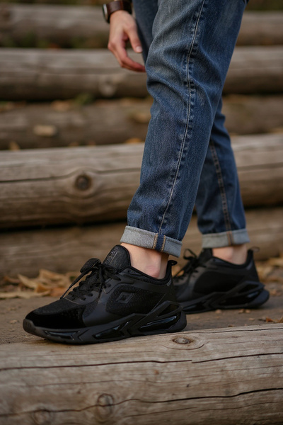 SOLAZER Men's Daily Sneakers Black Walking Shoes