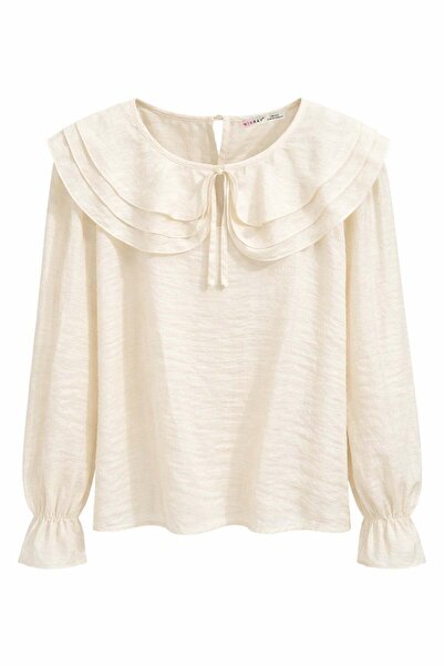 Mixray 4861 بلوزة نسائية طبيعية مكشكش بأربطة منسدل