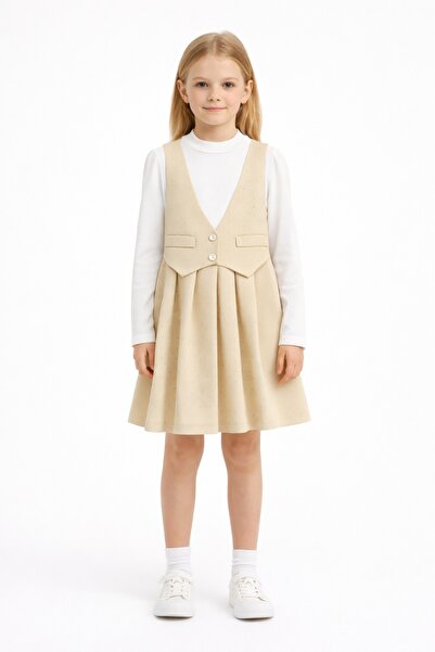 SETTY KOOP Set rochie cu pliuri fără mâneci pentru fete – vestă cu decolteu î...