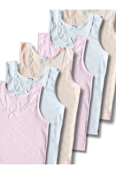 Panfilia 100% Cotton Girls' Thick Strap Undershirt Jacquard Pack / Undershirt...