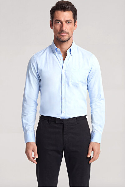 PAUL&SHARK Men's Slim Fit Cotton Pcs Pocket Detail Long Sleeve Blue Shirt 264...