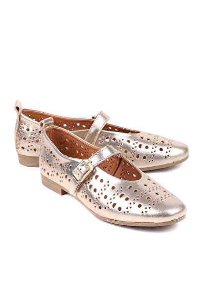 stato Ceyra Genuine Leather Laser Cut Strappy Women's Ballet Flats