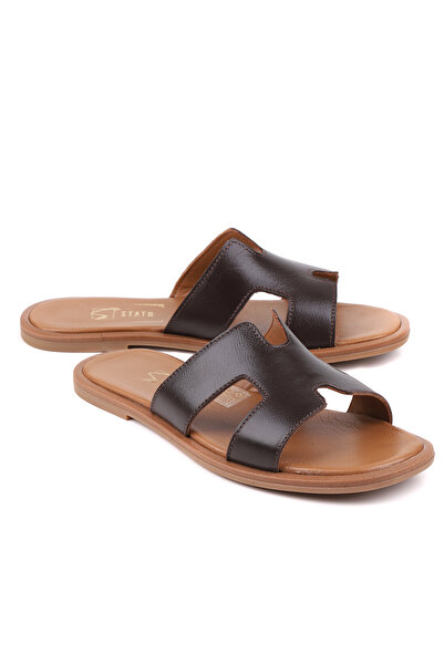 stato Γυναικείες άνετες παντόφλες Alena από γνήσιο δέρμα