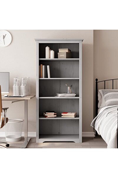 Concept Βιβλιοθήκη BODO, γκρι, 80x38x180 cm, μασίφ ξύλο πεύκου, 5 ράφια