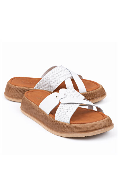 stato Lumen Genuine Leather Knitted Detail Women Slipper