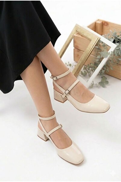 Sentyrax Patent Leather Sorelis Open Back Square Toe Short Heel Daily Comfort...