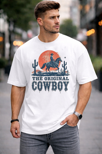 DEEPSENCE White 100% Cotton Comfort Fit T-Shirt Cowboy Design