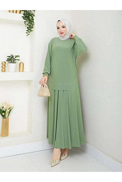MODAMÜNASİP Oval Cut Tunic Comfortable Sandy Skirt Set