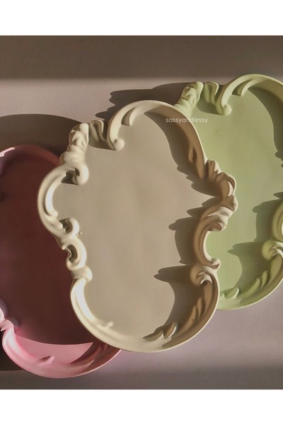 CEYASTERİA 🏺 Taş Tozu Dekoratif Alçı Tabak – El Yapımı Şık Tasarım