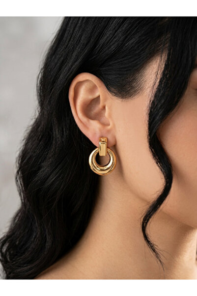 Elmosia Jewelry أقراط دائرية ذهبية بتصميم هندسي أنيق وبسيط، مجوهرات للاستخدام...