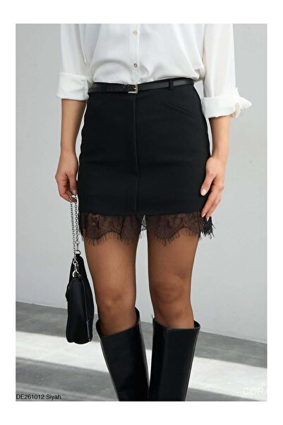 Coral تنورة رفيعة K حزام i D دانتيل i DE261012 باللون الأسود