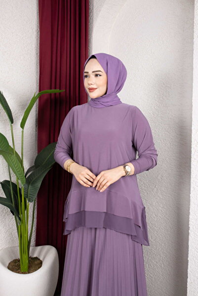 MODAMÜNASİP Chiffon Sandy Skirt Suit