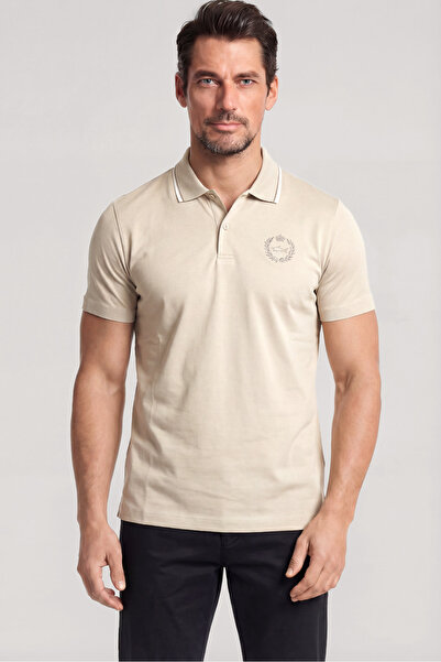 PAUL&SHARK تي شيرت رجالي ذو قصة عادية مطرز بشعار P قطن u بأكمام قصيرة وياقة ب...