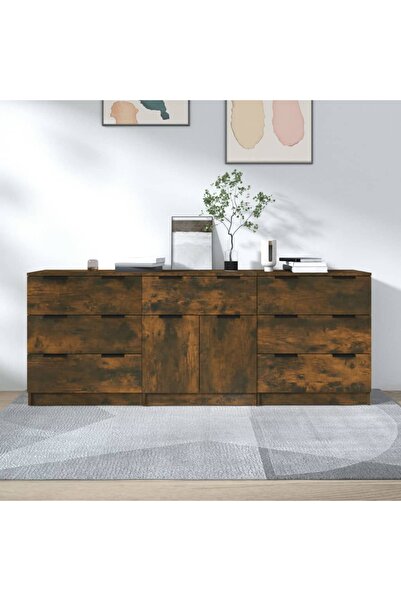 Concept Μπουφέδες, 3 τεμάχια, καπνιστή δρυς, επεξεργασμένο ξύλο