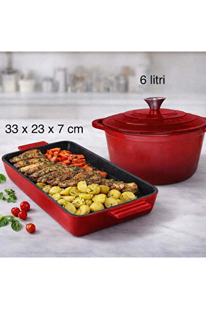dealshopromania Oven tray set + cast iron saucepan Cooking – Tray 33x23x7 cm ...