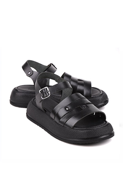 stato Jaunde Genuine Leather Buckled Wedge Sole Women's Sandals