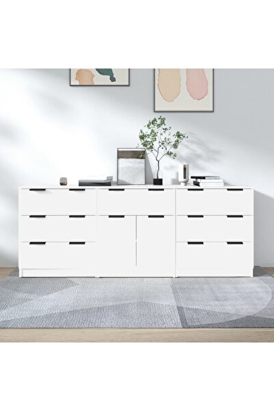 Concept Servante, 3 piese, alb, lemn compozit