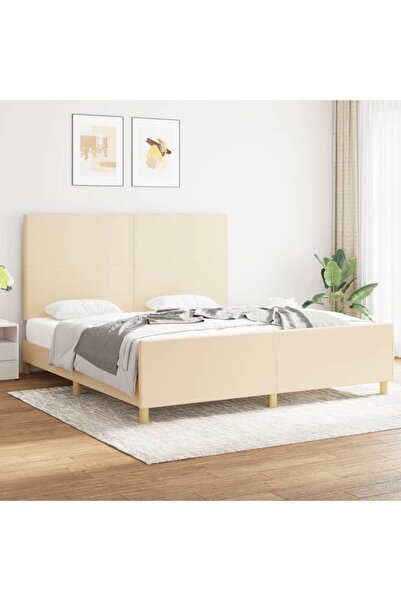 Concept Cadru de pat cu tăblie, crem, 180x200 cm, textil