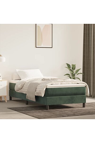 Concept Cadru de pat box spring, verde închis, 90x200 cm, catifea