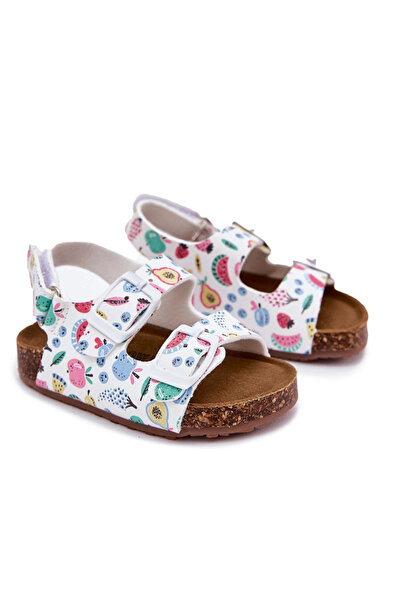 BOTO Children's sandals on cork sole with buckles fruits white Thessa 28