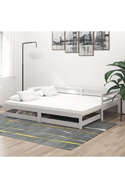 Concept Επεκτεινόμενο ανάκλιντρο, 2x(90x200) εκ., λευκό, μασίφ ξύλο πεύκου