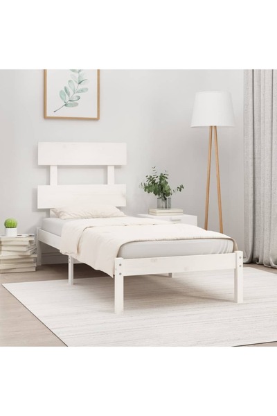 Concept Σκελετός κρεβατιού, λευκό, 100x200 εκ., μασίφ ξύλο