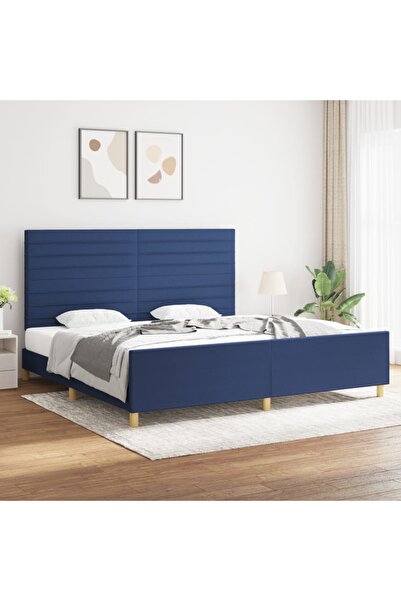 Concept Cadru de pat cu tăblie, albastru, 200x200 cm, textil